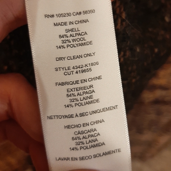 Joie Sweater Large Brown Maurise Alpaca Wool Cardigan Zip Front Tweed Longline - Picture 7 of 7